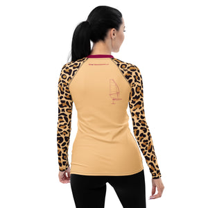 Boatbranding Rash Guard Windsurf sailing design women's Rash Guard, animal print. - Long Sleeve Sailing-Gift Regatta Yacht Sailing-Lifestyle Sailing-Apparel Nautical-Fashion Nautical-Gear