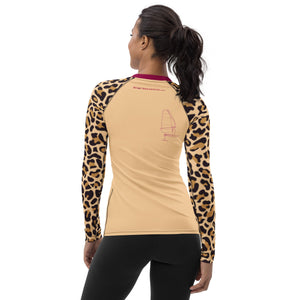 Boatbranding Rash Guard Windsurf sailing design women's Rash Guard, animal print. - Long Sleeve Sailing-Gift Regatta Yacht Sailing-Lifestyle Sailing-Apparel Nautical-Fashion Nautical-Gear