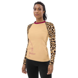 Boatbranding Rash Guard Windsurf sailing design women's Rash Guard, animal print. - Long Sleeve Sailing-Gift Regatta Yacht Sailing-Lifestyle Sailing-Apparel Nautical-Fashion Nautical-Gear