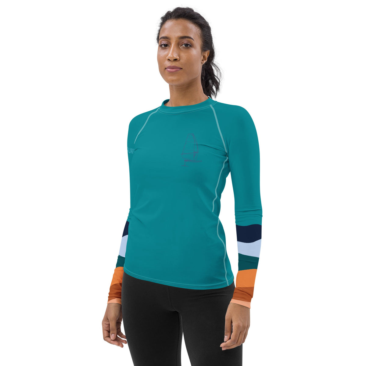Boatbranding Rash Guard Windsurf sailing design women's Rash Guard - Long Sleeve Sailing-Gift Regatta Yacht Sailing-Lifestyle Sailing-Apparel Nautical-Fashion Nautical-Gear