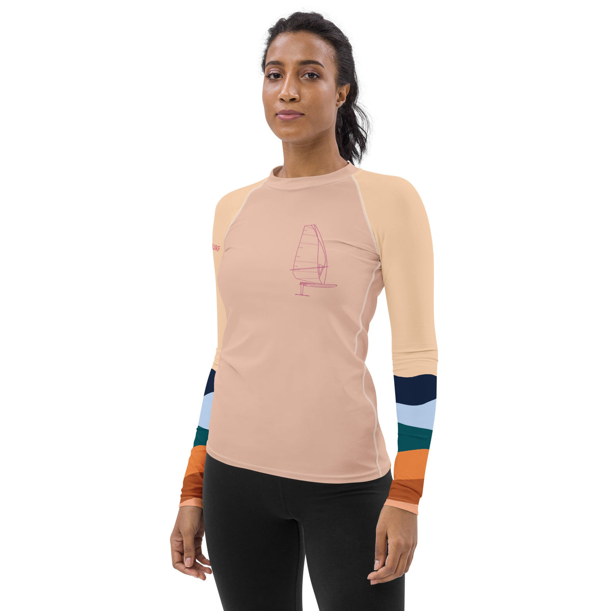 Boatbranding Rash Guard Windsurf sailing design women's Rash Guard - Long Sleeve Sailing-Gift Regatta Yacht Sailing-Lifestyle Sailing-Apparel Nautical-Fashion Nautical-Gear