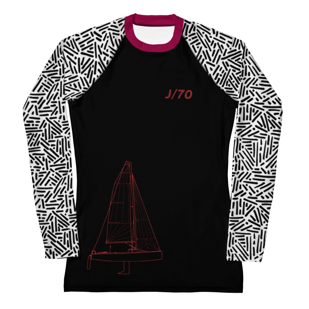 Boatbranding Rash Guard XS J70 yacht sailing design women's Rash Guard. - Long Sleeve Sailing-Gift Regatta Yacht Sailing-Lifestyle Sailing-Apparel Nautical-Fashion Nautical-Gear