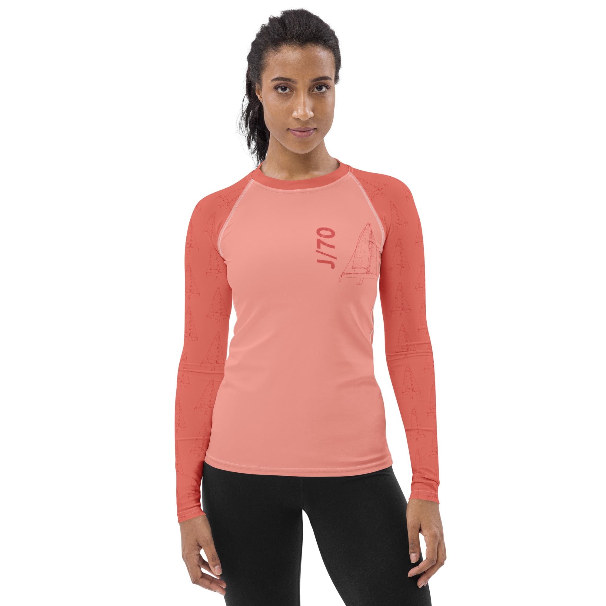 Boatbranding Rash Guard XS J70 yacht sailing design women's Rash Guard - Long Sleeve Sailing-Gift Regatta Yacht Sailing-Lifestyle Sailing-Apparel Nautical-Fashion Nautical-Gear