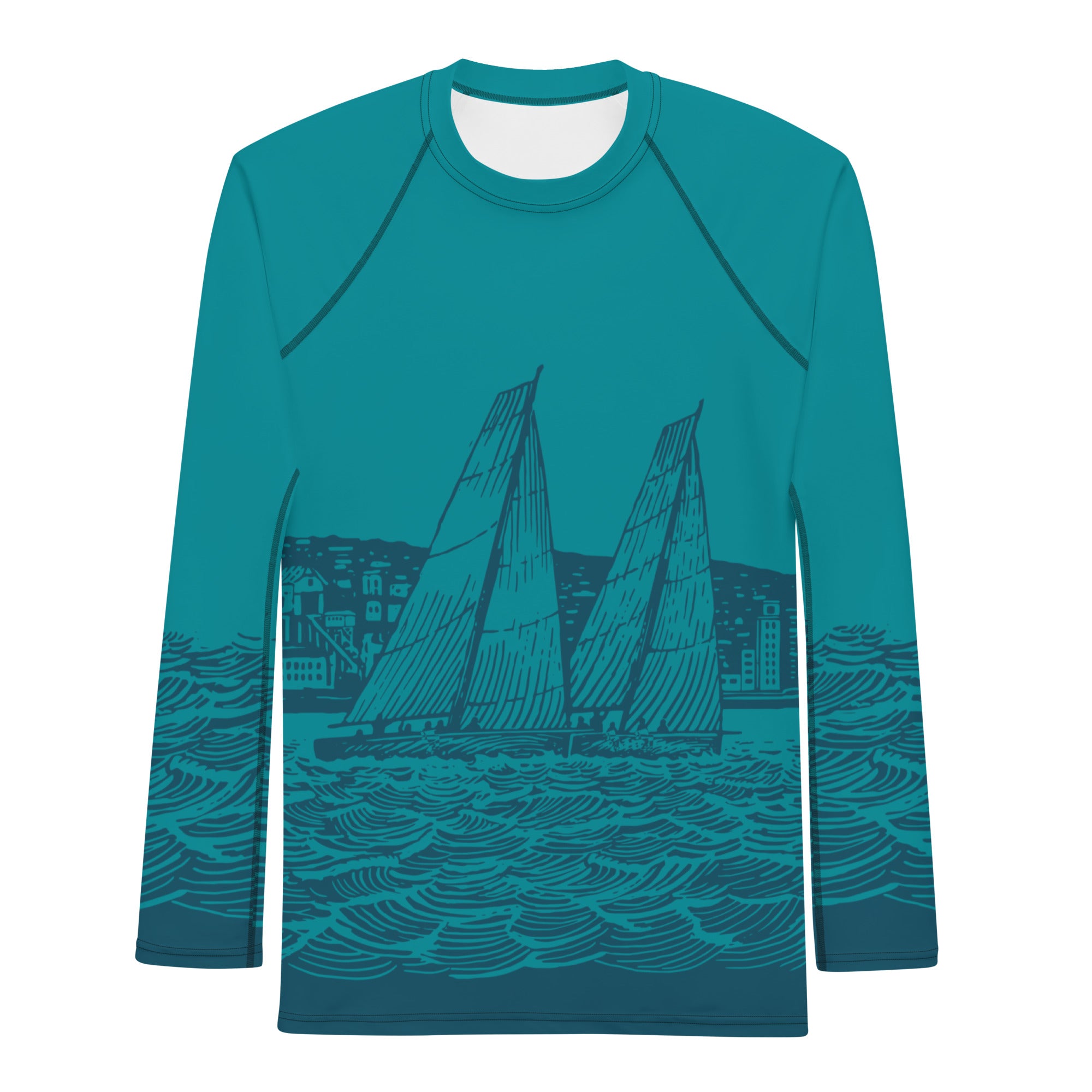 Boatbranding Rash Guard XS Sailing design Men's Rash Guard - Long Sleeve Sailing-Gift Regatta Yacht Sailing-Lifestyle Sailing-Apparel Nautical-Fashion Nautical-Gear