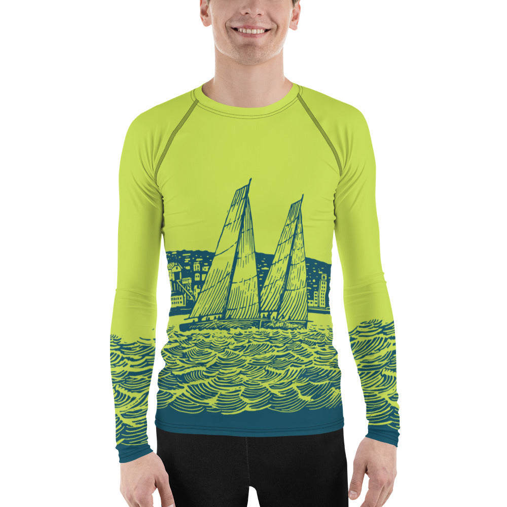 Boatbranding Rash Guard XS Sailing design Men's Rash Guard - Long Sleeve Sailing-Gift Regatta Yacht Sailing-Lifestyle Sailing-Apparel Nautical-Fashion Nautical-Gear