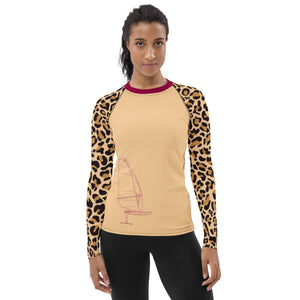 Boatbranding Rash Guard XS Windsurf sailing design women's Rash Guard, animal print. - Long Sleeve Sailing-Gift Regatta Yacht Sailing-Lifestyle Sailing-Apparel Nautical-Fashion Nautical-Gear