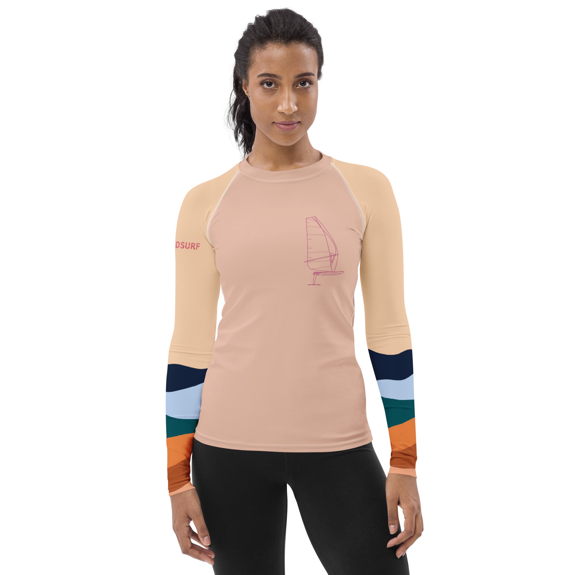 Boatbranding Rash Guard XS Windsurf sailing design women's Rash Guard - Long Sleeve Sailing-Gift Regatta Yacht Sailing-Lifestyle Sailing-Apparel Nautical-Fashion Nautical-Gear