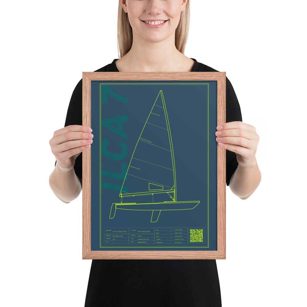 Boatbranding Red Oak / 12″×16″ Framed poster ILCA 7 / Laser Sailing-Gift Regatta Yacht Sailing-Lifestyle Sailing-Apparel Nautical-Fashion Nautical-Gear