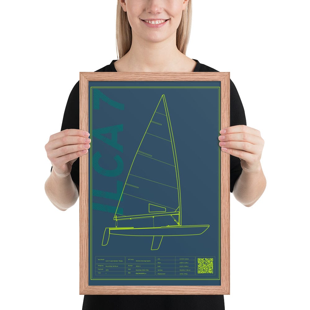 Boatbranding Red Oak / 12″×18″ Framed poster ILCA 7 / Laser Sailing-Gift Regatta Yacht Sailing-Lifestyle Sailing-Apparel Nautical-Fashion Nautical-Gear