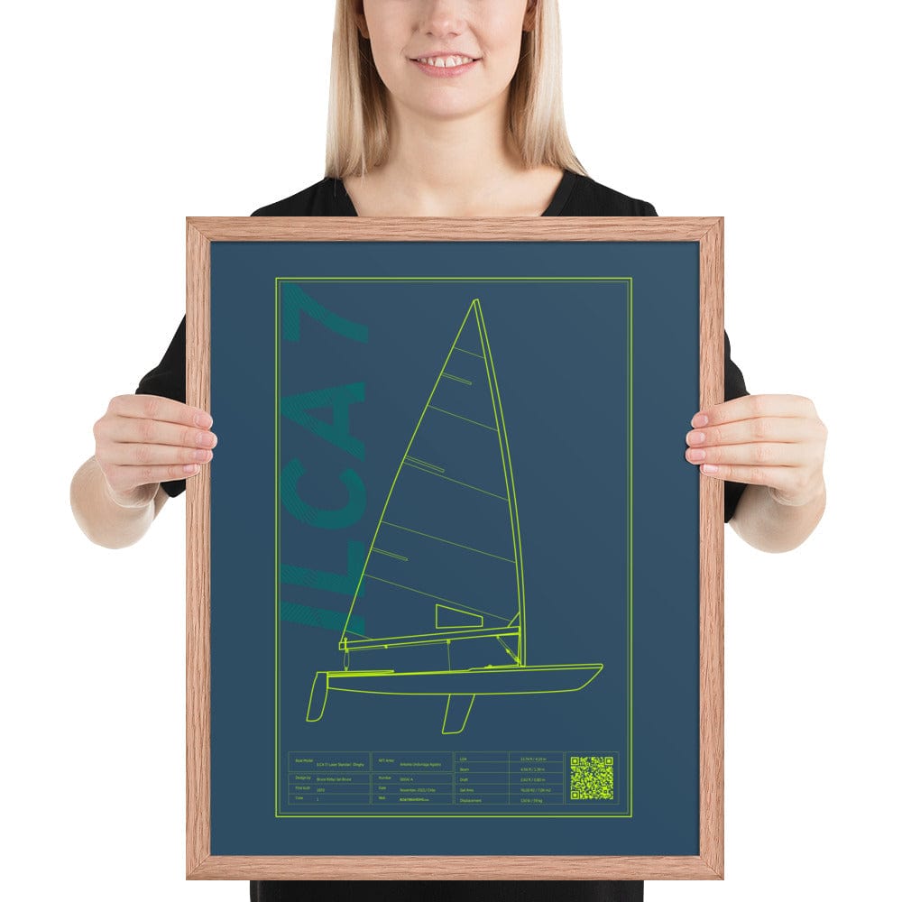 Boatbranding Red Oak / 16″×20″ Framed poster ILCA 7 / Laser Sailing-Gift Regatta Yacht Sailing-Lifestyle Sailing-Apparel Nautical-Fashion Nautical-Gear