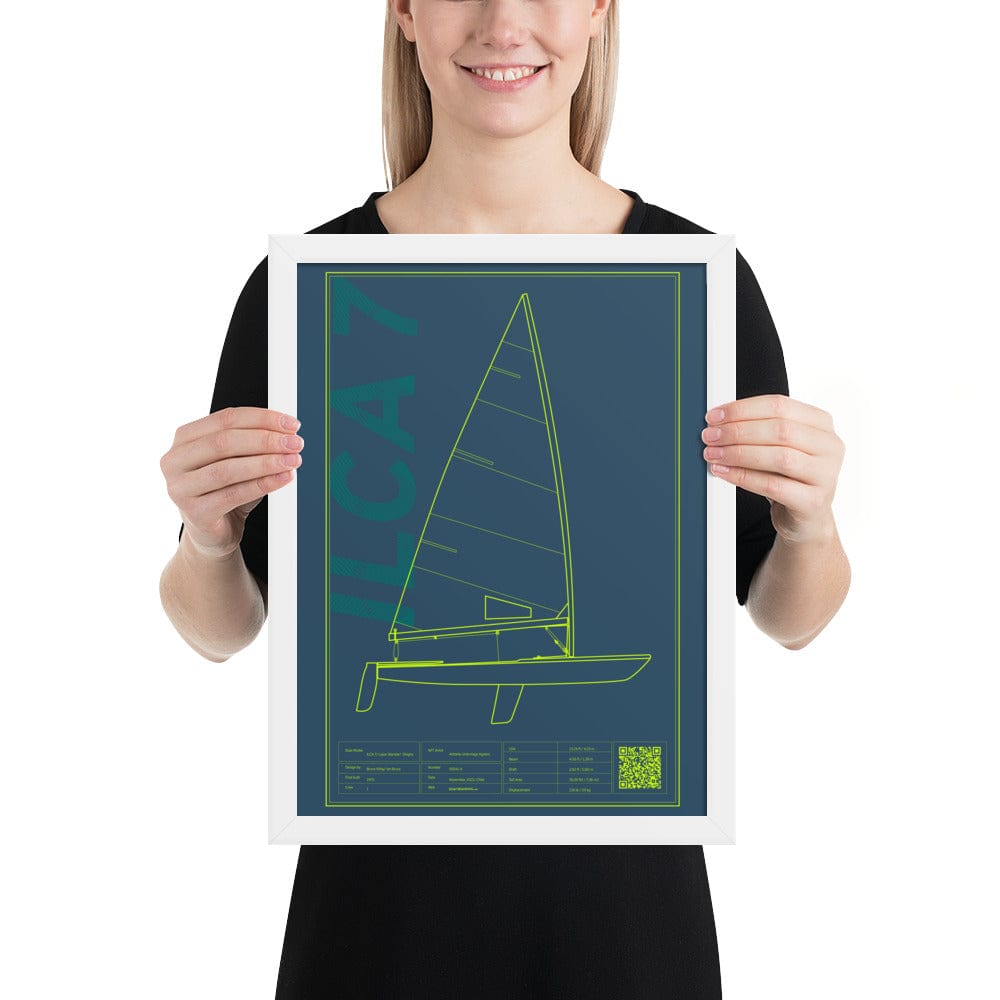 Boatbranding White / 12″×16″ Framed poster ILCA 7 / Laser Sailing-Gift Regatta Yacht Sailing-Lifestyle Sailing-Apparel Nautical-Fashion Nautical-Gear