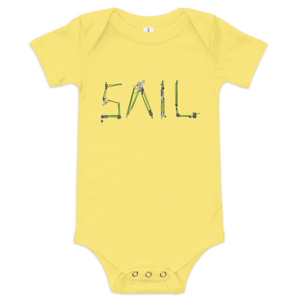 Boatbranding Yellow / 3-6m SAIL Baby short sleeve one piece Sailing-Gift Regatta Yacht Sailing-Lifestyle Sailing-Apparel Nautical-Fashion Nautical-Gear
