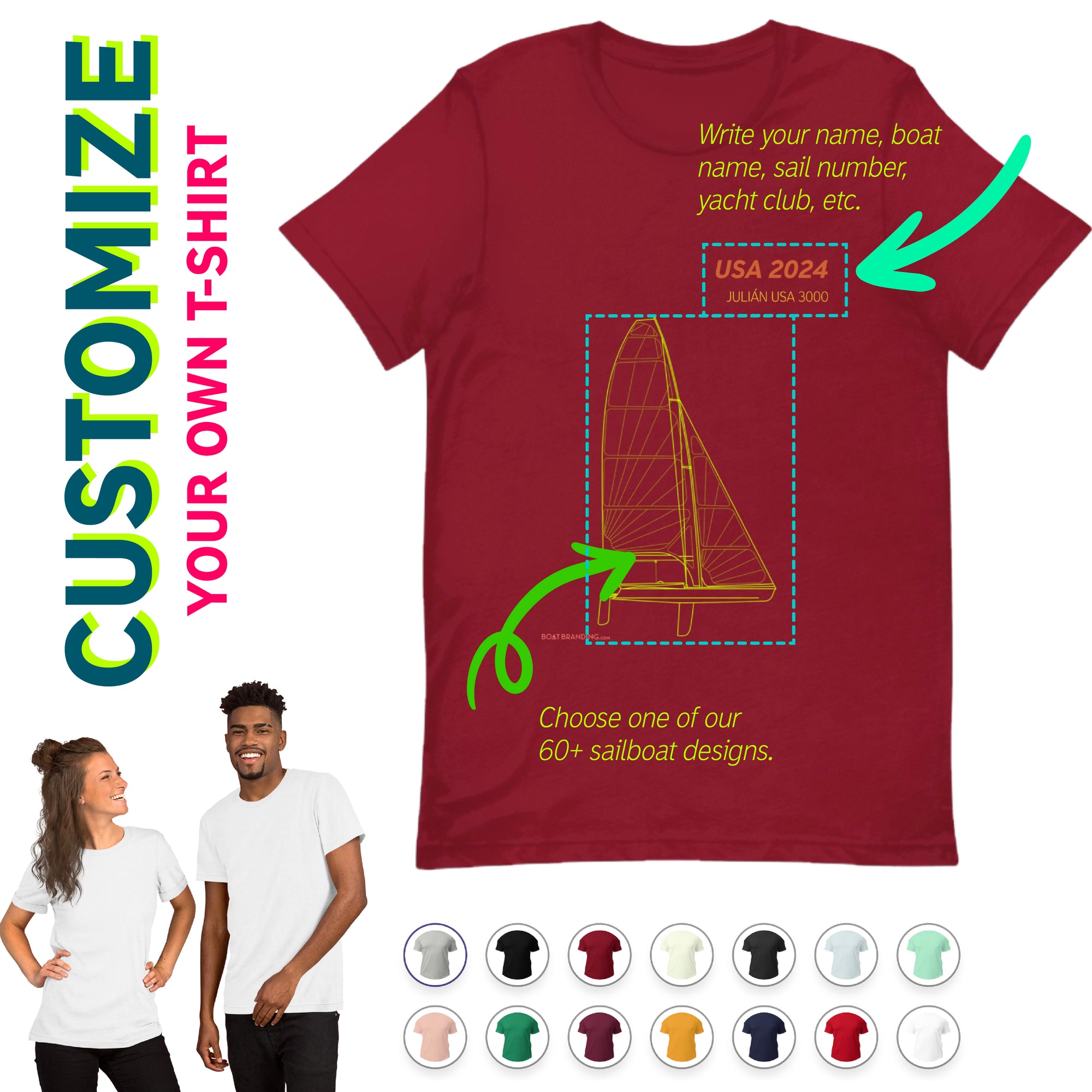 Custom Sailing T-Shirt Team Cotton