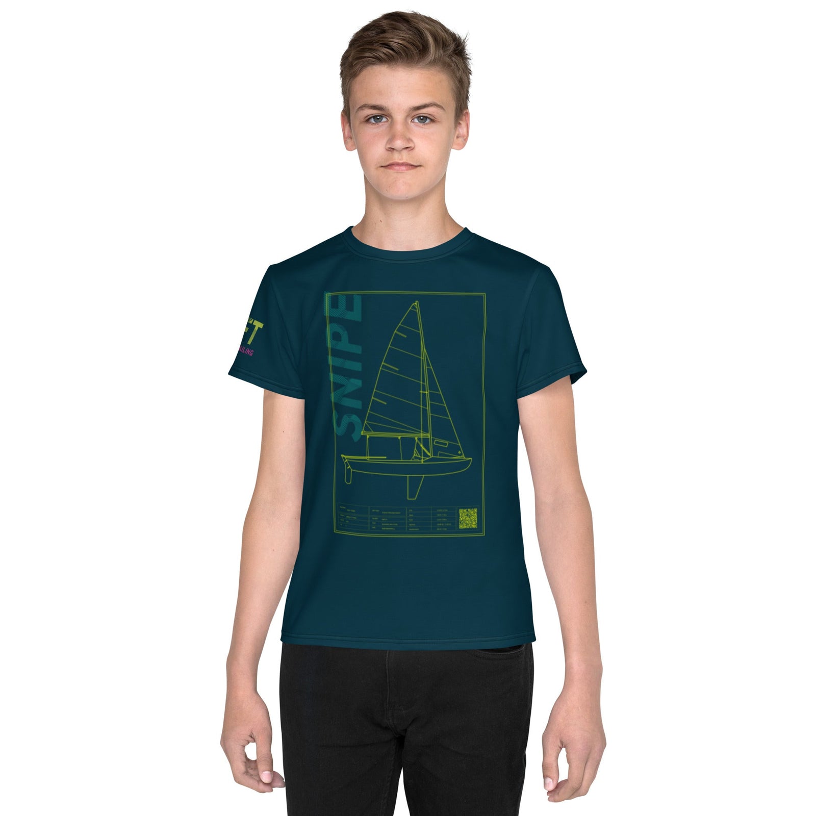 Boatbranding 8 Youth NFT Snipe crew neck t-shirt (8T-20T) (Unisex) Sailing-Gift Regatta Yacht Sailing-Lifestyle Sailing-Apparel Nautical-Fashion Nautical-Gear