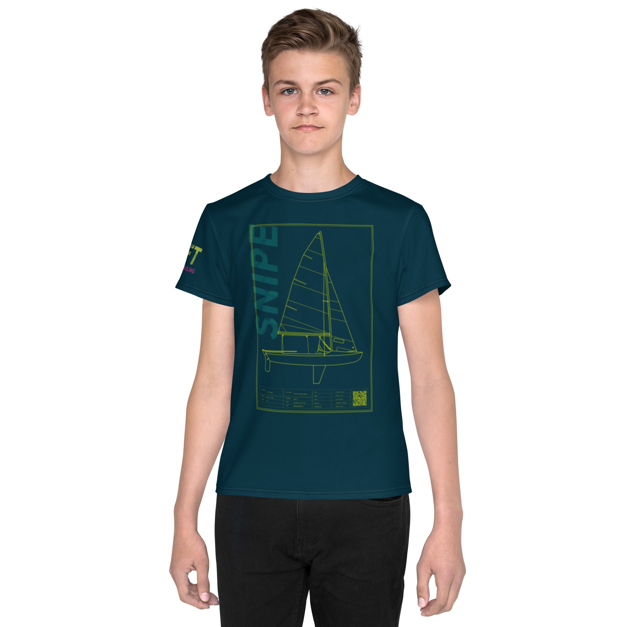 Boatbranding 8 Youth NFT Snipe crew neck t-shirt (8T-20T) (Unisex) Sailing-Gift Regatta Yacht Sailing-Lifestyle Sailing-Apparel Nautical-Fashion Nautical-Gear