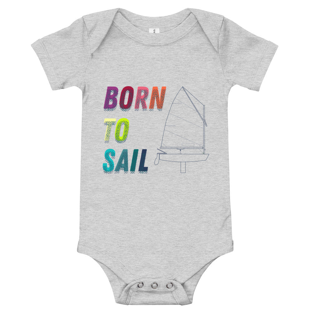 Boatbranding Athletic Heather / 3-6m Optimist Baby short sleeve one piece (3M-24M) (100% Cotton) Sailing-Gift Regatta Yacht Sailing-Lifestyle Sailing-Apparel Nautical-Fashion Nautical-Gear