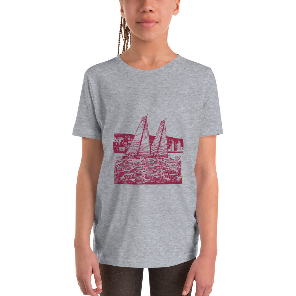 Boatbranding Athletic Heather / S Youth Unisex Short Sleeve T-Shirt S40 Sailing-Gift Regatta Yacht Sailing-Lifestyle Sailing-Apparel Nautical-Fashion Nautical-Gear
