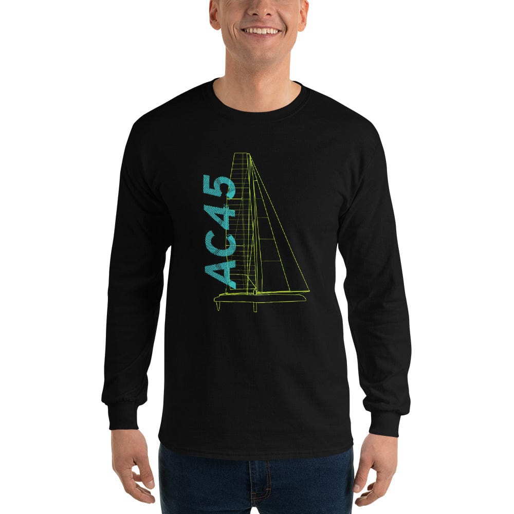 Boatbranding Black / S AC45 Men’s Long Sleeve Shirt Sailing-Gift Regatta Yacht Sailing-Lifestyle Sailing-Apparel Nautical-Fashion Nautical-Gear