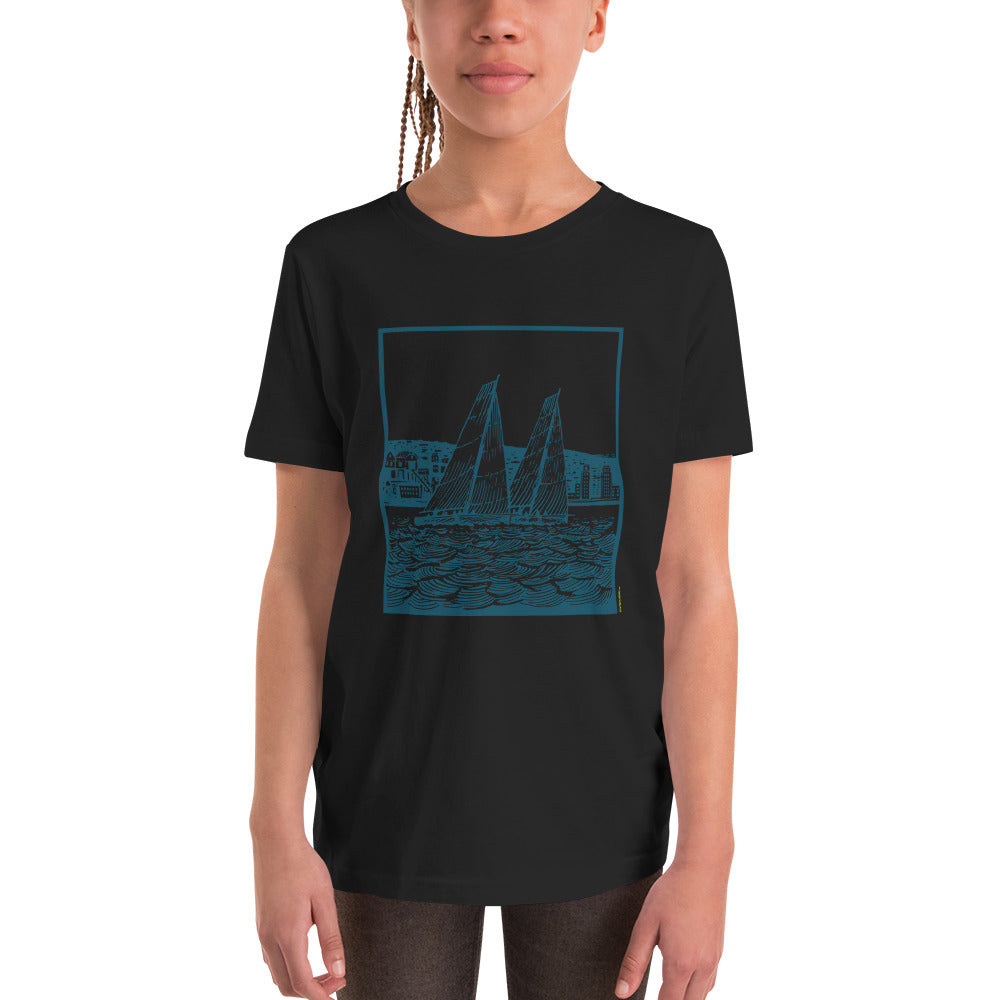 Boatbranding Black / S Youth Short Sleeve T-Shirt Sailing-Gift Regatta Yacht Sailing-Lifestyle Sailing-Apparel Nautical-Fashion Nautical-Gear