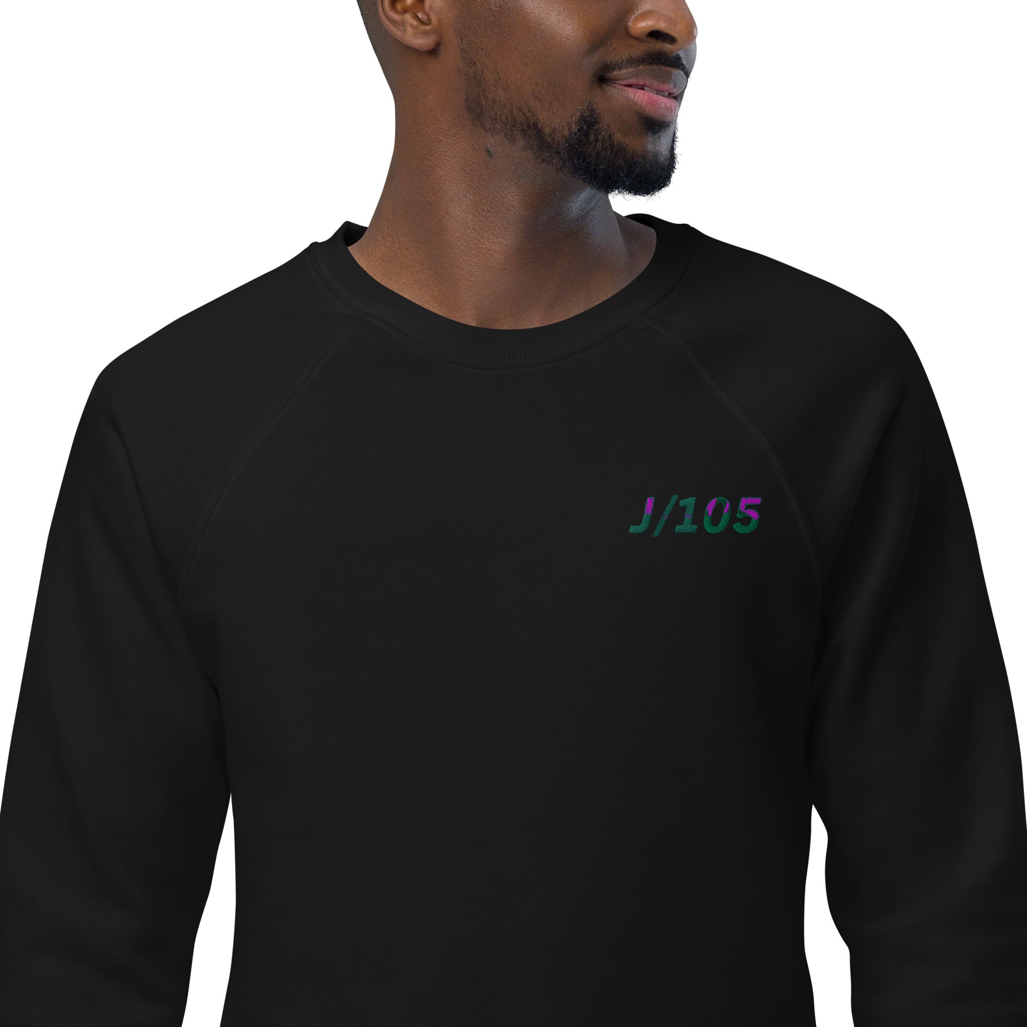 Boatbranding Black / XS Unisex organic raglan sweatshirt J105 Sailing-Gift Regatta Yacht Sailing-Lifestyle Sailing-Apparel Nautical-Fashion Nautical-Gear