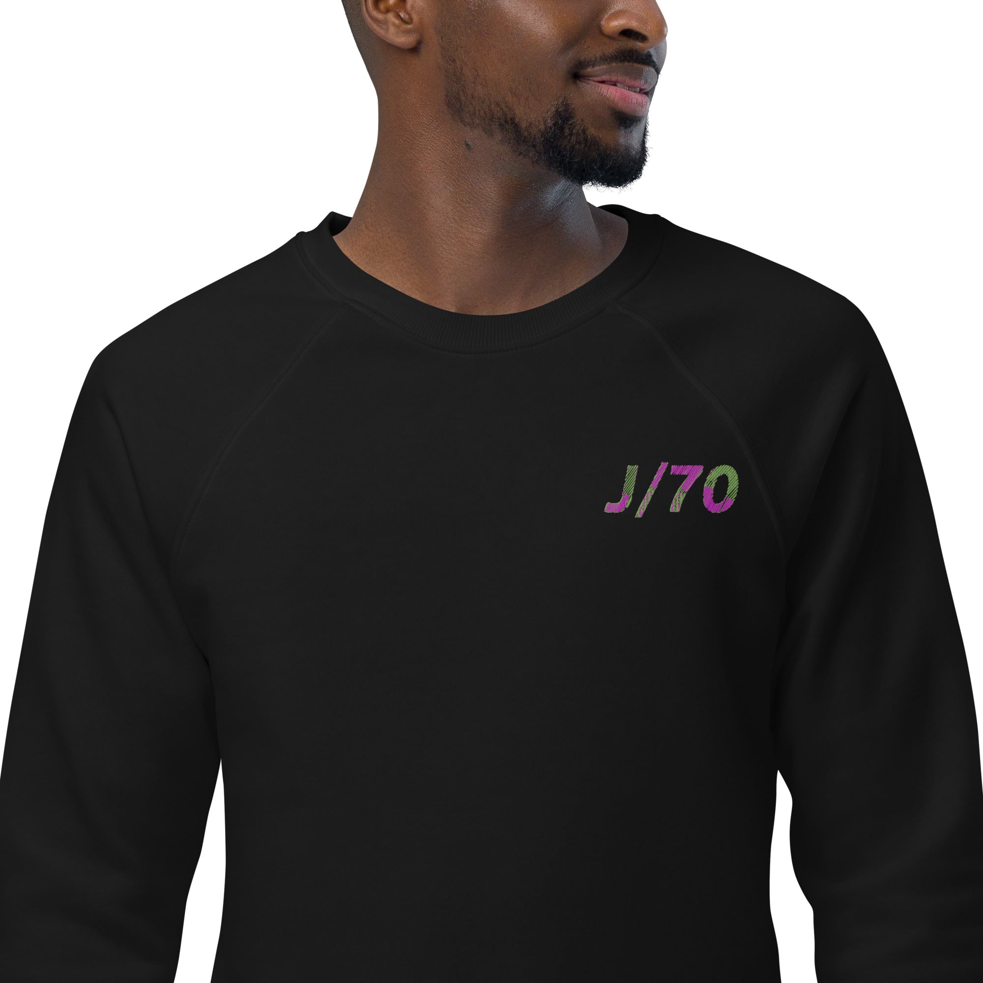 Boatbranding Black / XS Unisex organic raglan sweatshirt J70 Sailing-Gift Regatta Yacht Sailing-Lifestyle Sailing-Apparel Nautical-Fashion Nautical-Gear