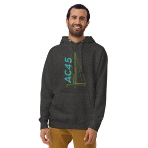 Boatbranding Charcoal Heather / S AC45 Unisex Hoodie Sailing-Gift Regatta Yacht Sailing-Lifestyle Sailing-Apparel Nautical-Fashion Nautical-Gear