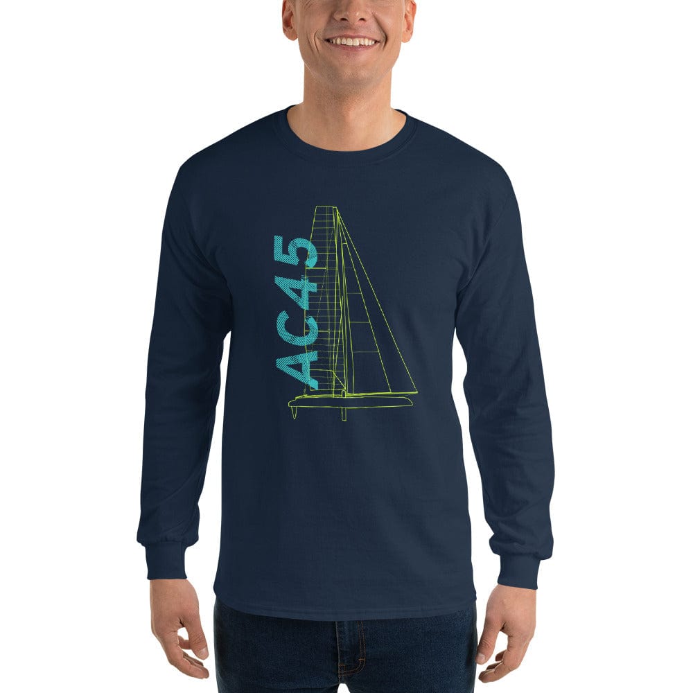 Boatbranding Navy / S AC45 Men’s Long Sleeve Shirt Sailing-Gift Regatta Yacht Sailing-Lifestyle Sailing-Apparel Nautical-Fashion Nautical-Gear