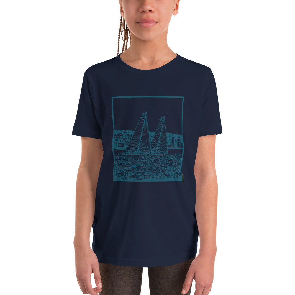 Boatbranding Navy / S Youth Short Sleeve T-Shirt Sailing-Gift Regatta Yacht Sailing-Lifestyle Sailing-Apparel Nautical-Fashion Nautical-Gear