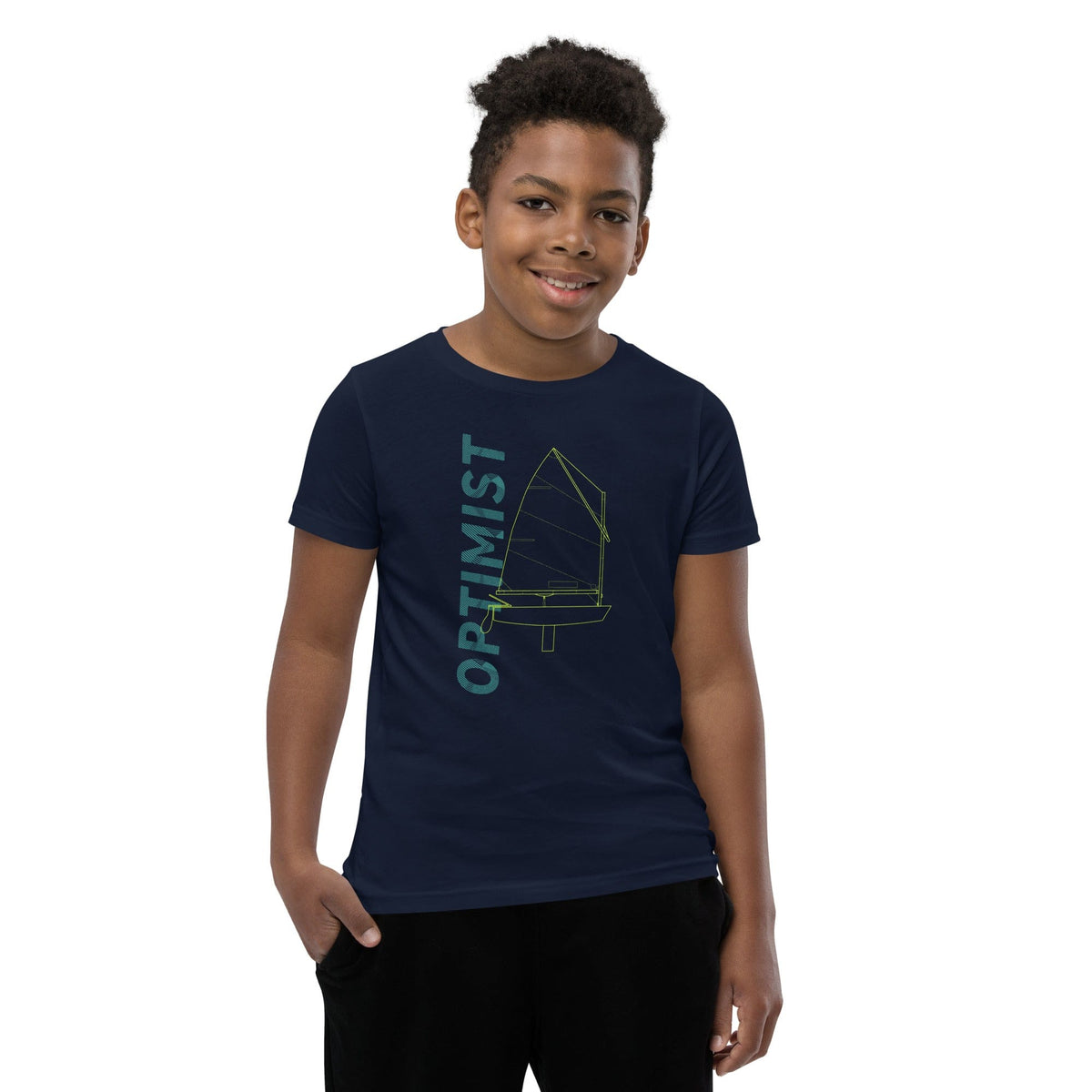 Boatbranding Optimist Youth Short Sleeve T-Shirt (S/M/L/XL) (100% Cotton) Sailing-Gift Regatta Yacht Sailing-Lifestyle Sailing-Apparel Nautical-Fashion Nautical-Gear