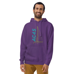 Boatbranding Purple / S AC45 Unisex Hoodie Sailing-Gift Regatta Yacht Sailing-Lifestyle Sailing-Apparel Nautical-Fashion Nautical-Gear