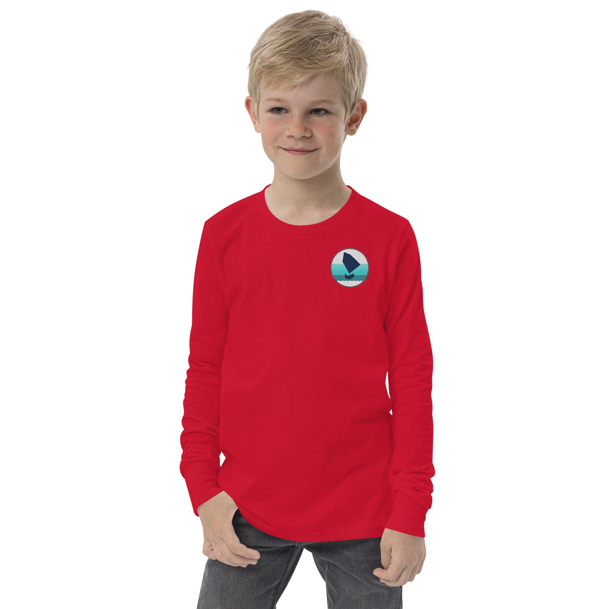 Boatbranding Red / S Optimist Youth long sleeve tee (S/M/L) (100% Cotton) Sailing-Gift Regatta Yacht Sailing-Lifestyle Sailing-Apparel Nautical-Fashion Nautical-Gear