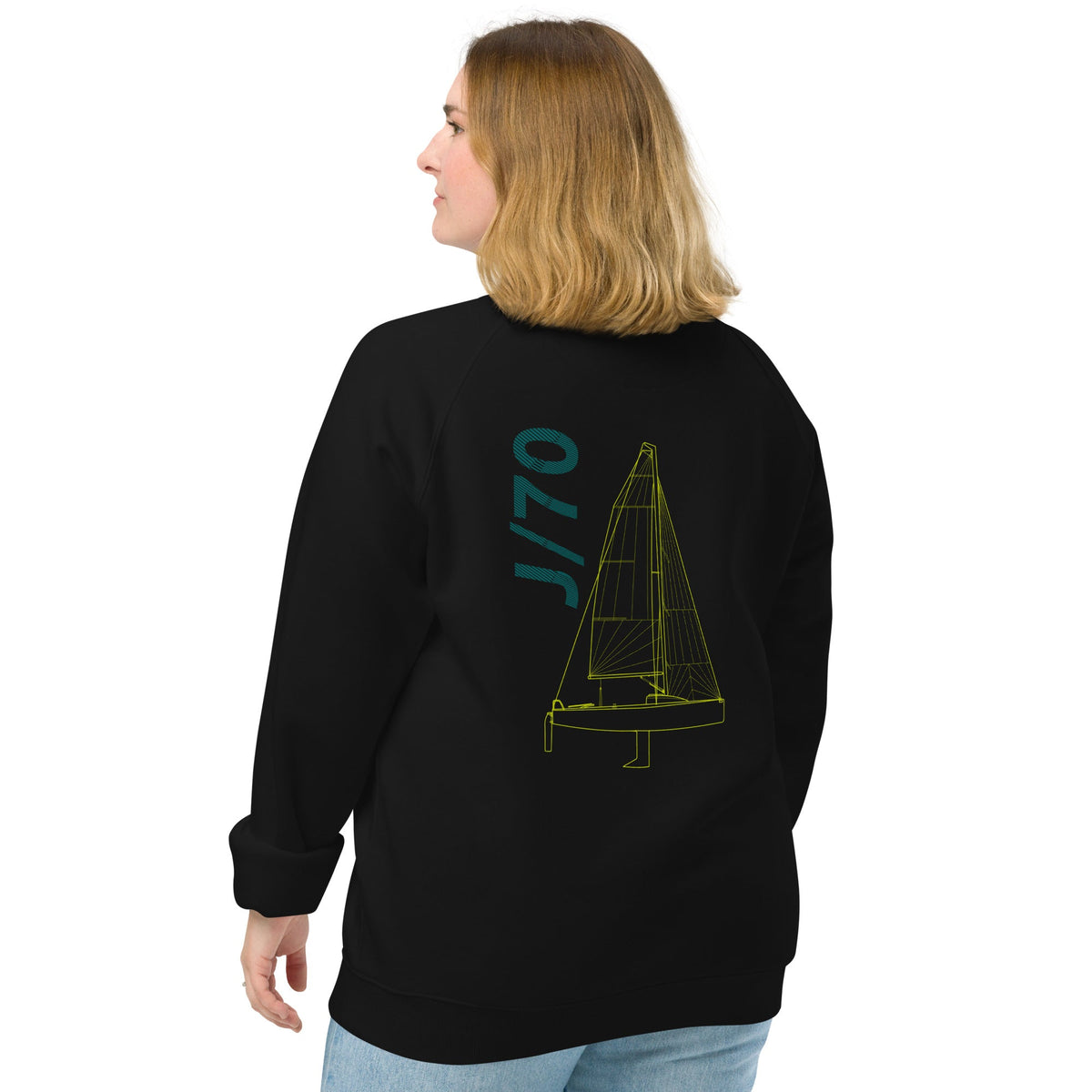 Boatbranding Unisex organic raglan sweatshirt J70 Sailing-Gift Regatta Yacht Sailing-Lifestyle Sailing-Apparel Nautical-Fashion Nautical-Gear