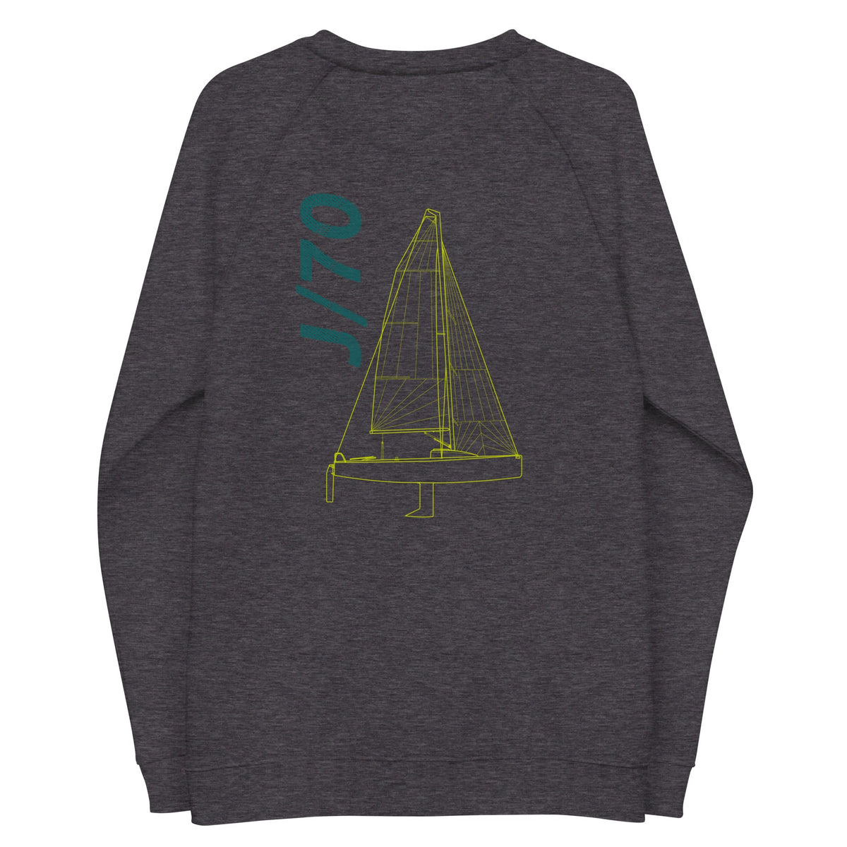 Boatbranding Unisex organic raglan sweatshirt J70 Sailing-Gift Regatta Yacht Sailing-Lifestyle Sailing-Apparel Nautical-Fashion Nautical-Gear