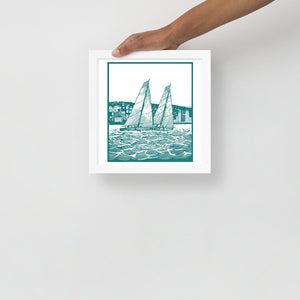 Boatbranding White / 10″×10″ S40 Framed poster Sailing-Gift Regatta Yacht Sailing-Lifestyle Sailing-Apparel Nautical-Fashion Nautical-Gear