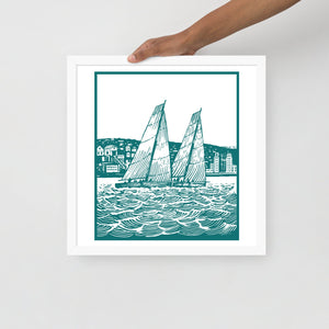 Boatbranding White / 16″×16″ S40 Framed poster Sailing-Gift Regatta Yacht Sailing-Lifestyle Sailing-Apparel Nautical-Fashion Nautical-Gear