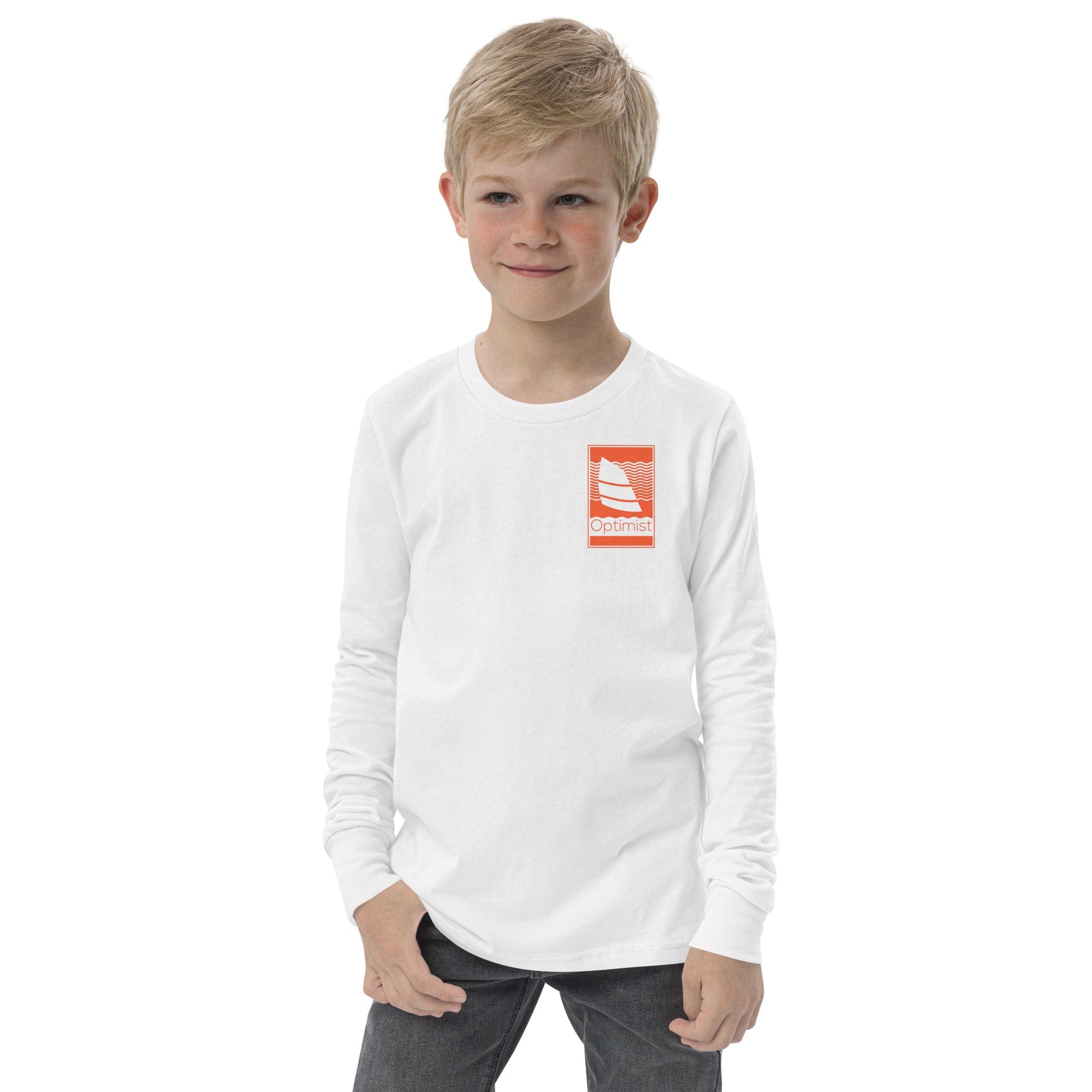 Boatbranding White / S Optimist Youth long sleeve tee (S/M/L) (100% Cotton) Sailing-Gift Regatta Yacht Sailing-Lifestyle Sailing-Apparel Nautical-Fashion Nautical-Gear