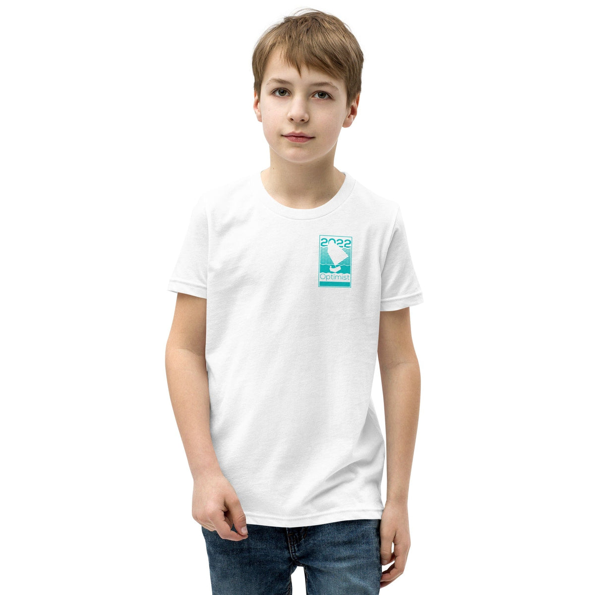 Boatbranding White / S Optimist Youth Short Sleeve T-Shirt (S/M/L/XL) (100% Cotton) Sailing-Gift Regatta Yacht Sailing-Lifestyle Sailing-Apparel Nautical-Fashion Nautical-Gear
