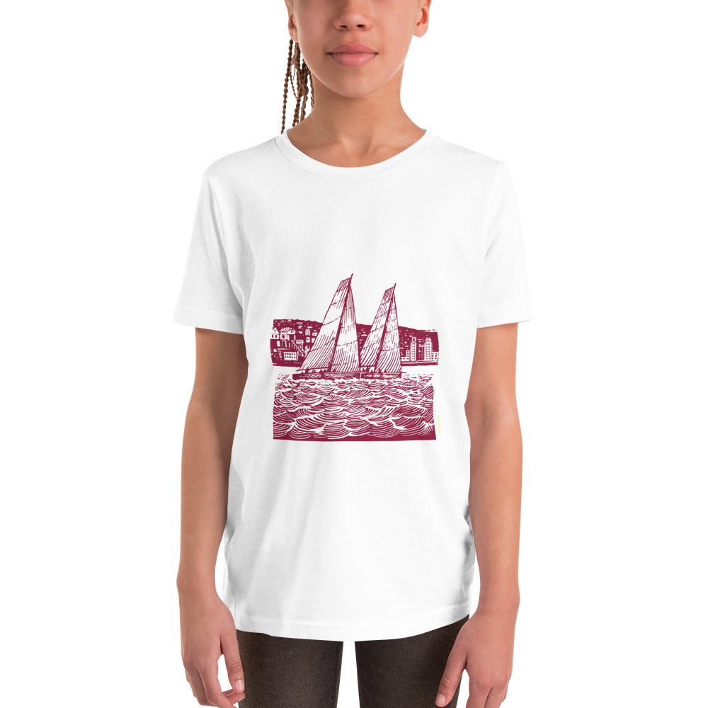 Boatbranding White / S Youth Unisex Short Sleeve T-Shirt S40 Sailing-Gift Regatta Yacht Sailing-Lifestyle Sailing-Apparel Nautical-Fashion Nautical-Gear