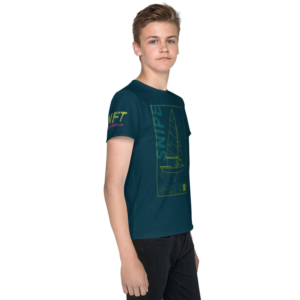 Boatbranding Youth NFT Snipe crew neck t-shirt (8T-20T) (Unisex) Sailing-Gift Regatta Yacht Sailing-Lifestyle Sailing-Apparel Nautical-Fashion Nautical-Gear